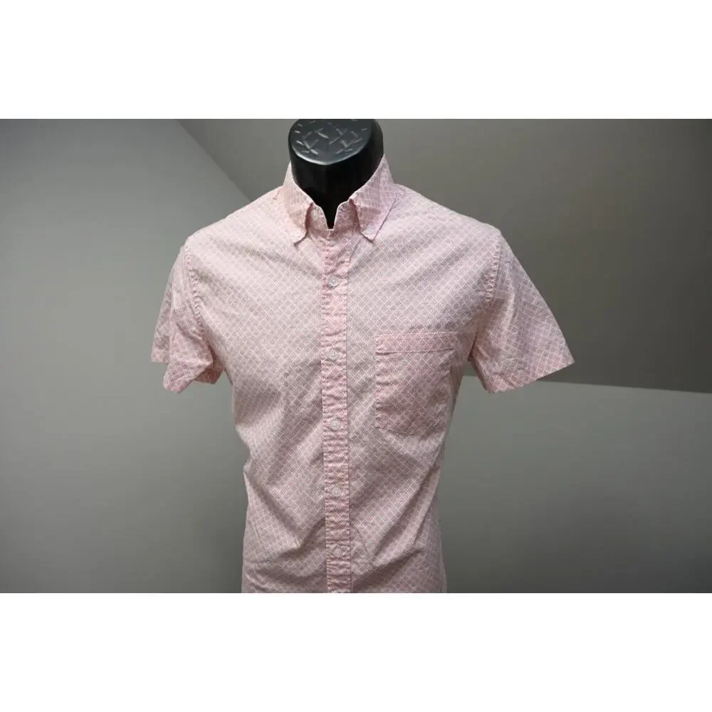 J Crew Flex Wash‎ Dress Shirt Floral Pink Button Up Long Sleeve Mens Sz Small